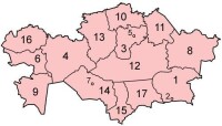 哈薩克直轄市分布圖