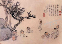 明 張宏《擊缶圖》