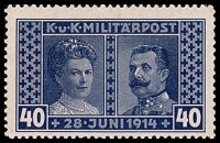 奧匈帝國發行的紀念斐迪南夫婦的郵票