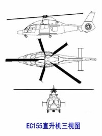 EC155直升機三視圖