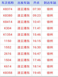 路路通列車時刻表