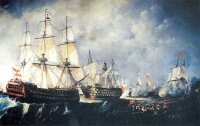 佩拉尤號前往支援被集火的聖特立尼達號