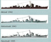 秋月級1942、43、45年各設計