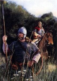 盎格魯-撒克遜步兵（左）與騎兵（右）