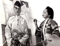 張荔英為馬來西亞首相東姑阿都拉曼繪肖像