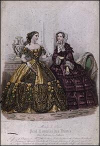 克里諾林與緊身胸衣的配合：1850年仕女時裝
