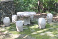 唐李庵景區內石桌子和石墩子