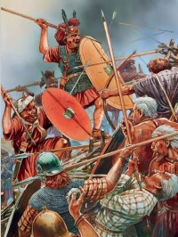 攻入不列顛人工事的羅馬士兵