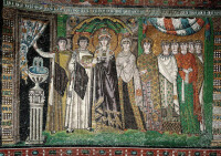 《狄奧多拉皇后與宮女》全圖(6世紀)