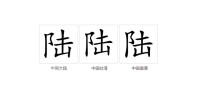 字形對比（楷體）