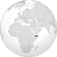 索馬利亞蘭（綠色的區域）在世界上的位置
