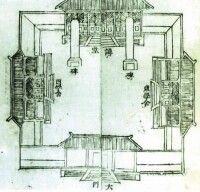 三取書院圖，該院在三岔河口東岸，始建於1719年，為天津第一所培養科舉人才的書院。