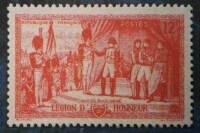拿破崙在勃艮第軍營向將士授勛（法國1952年郵票）
