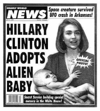 《世界新聞周刊》封面:希拉里領養外星小孩