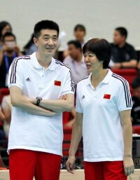 安家傑（左一）與郎平教練