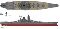 1945年大和號戰列艦俯側視圖