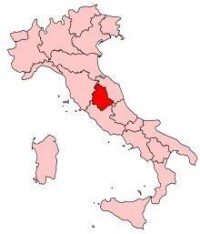 在義大利的地圖上高亮顯示翁布里亞的位置