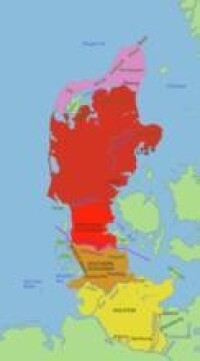 日德蘭半島，北部深紅色以外盡歸德意志帝國
