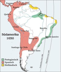 1650年南美洲殖民地圖