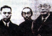 右起：陳樹人、陳之佛、傅抱石