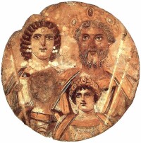 塞維魯與妻子及兩個兒子（蓋塔頭像被卡拉卡拉破壞)