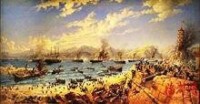 馬江海戰銅版畫《法軍登陸羅星塔》