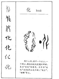 化，甲骨文。頭朝下者死矣。