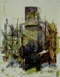 《都市涅磐-1》絲網版畫 2007年 50x75cm