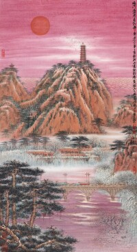 孫永 《沿河兩岸盡朝暉》 180×95cm